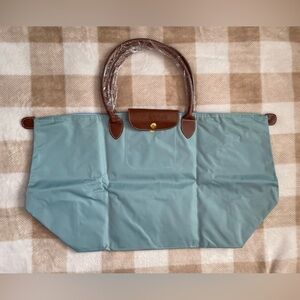 NEW Longchamp Light Blue Le Pliage Original L TRAVEL BAG 23x13 inches